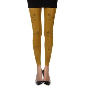 Zohara Ruler Print Tights Mustard Yellow Women Mustardblack Hosiery